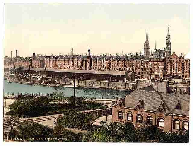 Vintage Warehouses at docks II Hamburg A4 Photo Print