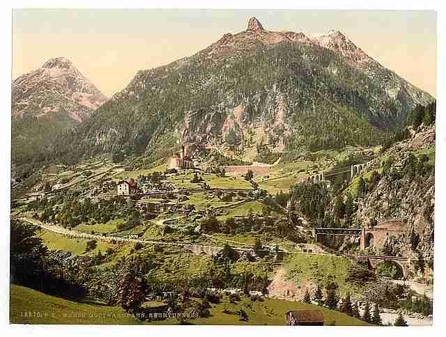 Vintage Wassen the tunnels St Gotthard Railway A4 Photo Print
