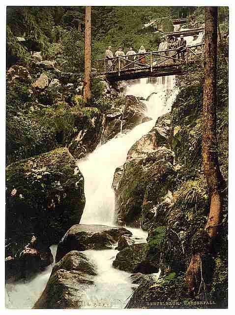 Vintage Wasserfall Gertelbach Baden A4 Photo Print