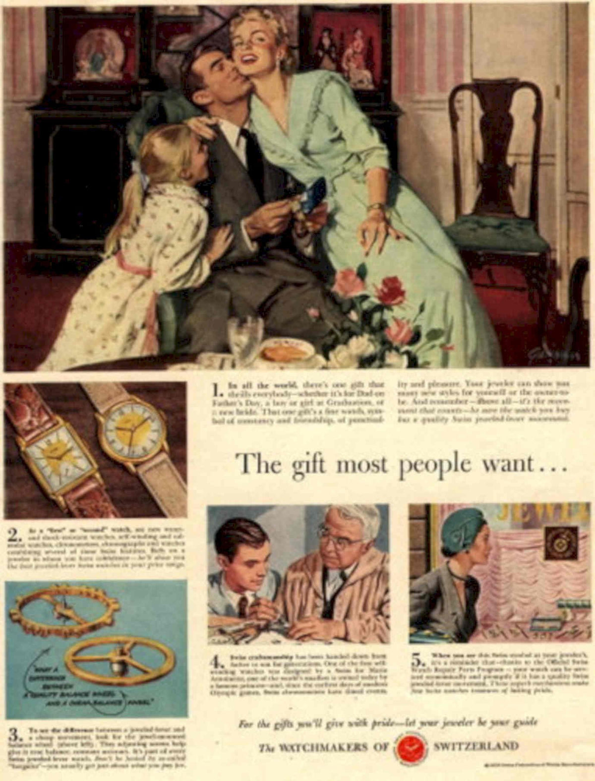 Vintage Watch Family 1950s Vintage Retro Advert Poster