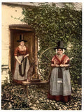 Vintage Welsh Spinners And Spinning Wheel Wales A4 Photo Print