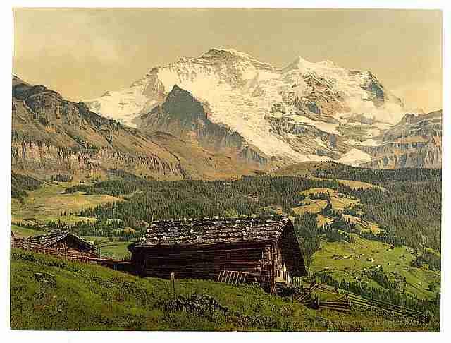 Vintage Wengen and Jungfrau Bernese Oberland A4 Photo Print