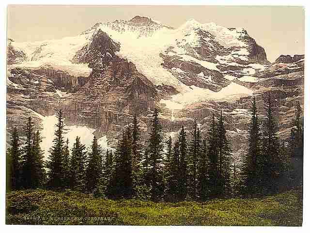 Vintage Wengern Alp and Jungfrau Bernese Oberland A4 Photo Print