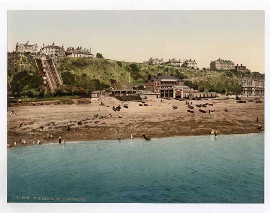 Vintage West Cliff Folkestone England A4 Photo Print
