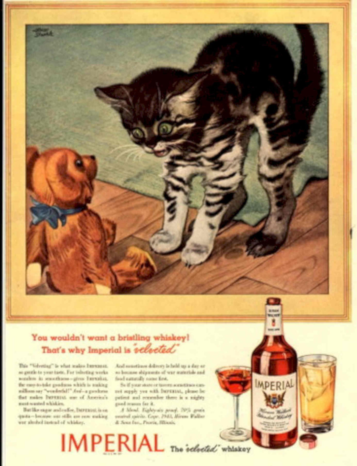 Vintage Whiskey Kitten 1930s Vintage Retro Advert Poster