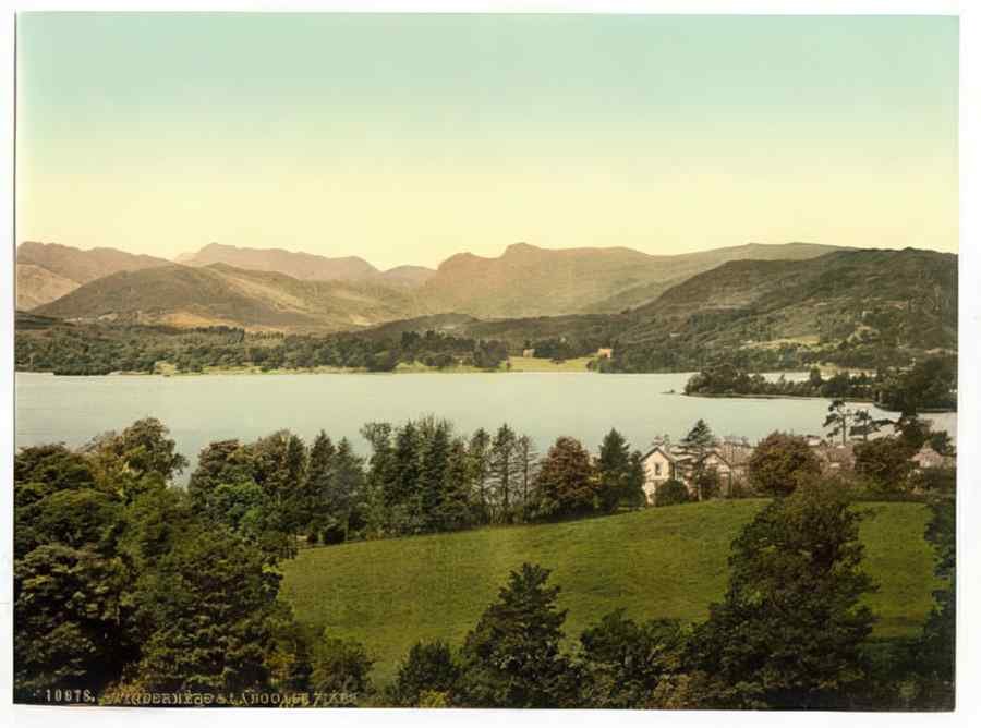 Vintage Windermere And Langdale Pikes Lake District England A4 Photo Print