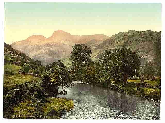 Vintage Windermere Langdale Pikes Lake District A4 Photo Print