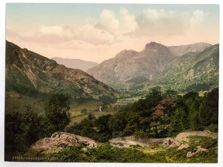 Vintage Windermere Langdale Valley Lake District England A4 Photo Print