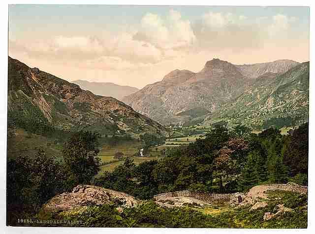 Vintage Windermere Langdale Valley Lake District A4 Photo Print