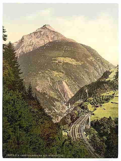 Vintage Windgelle St Gotthard Railway A4 Photo Print