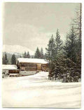 Vintage Winter scene with log structure Grisons A4 Photo Print