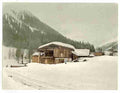 Vintage Winter scene with log structure III Grisons A4 Photo Print