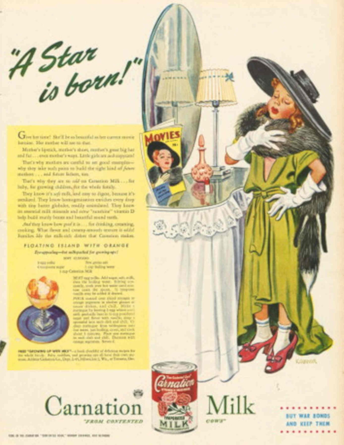 Vintage Woman Carnation 1940s Vintage Retro Advert Poster