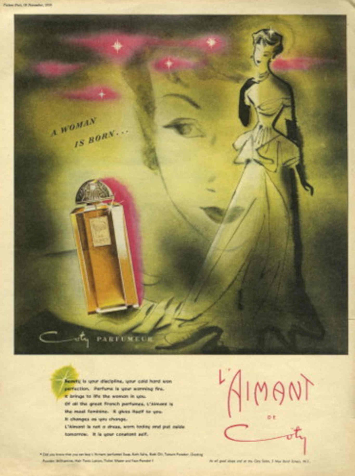 Vintage Woman Coty 1950s Vintage Retro Advert Poster