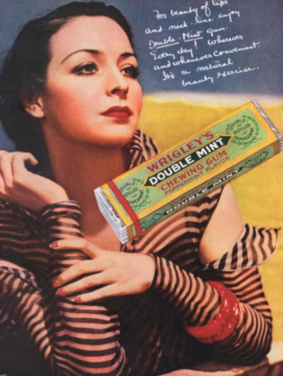 Vintage Woman Gum 1930s Vintage Retro Advert Poster