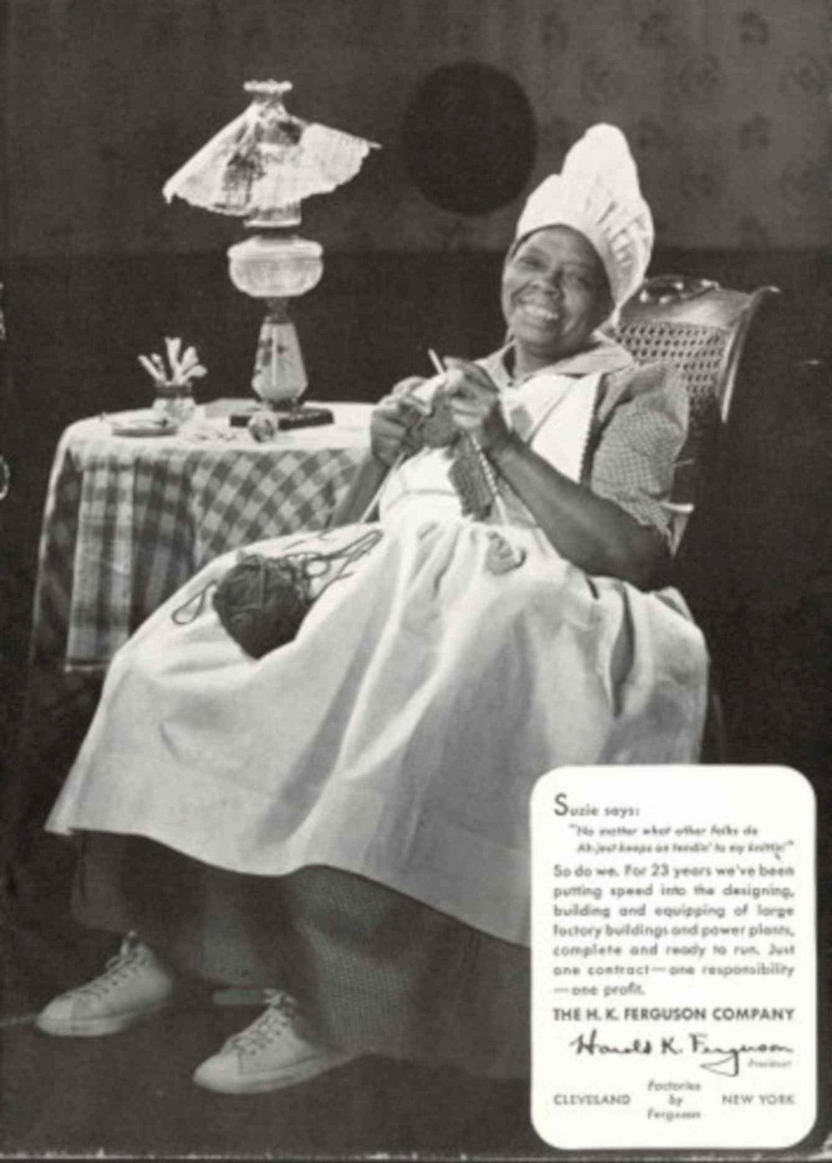 Vintage Woman Knitting 1930s Vintage Retro Advert Poster