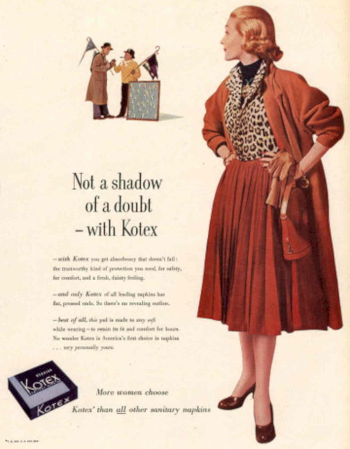 Vintage Woman Kotex 1950s Vintage Retro Advert Poster