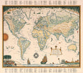 Vintage World Map 5 Vintage Retro Advert Poster