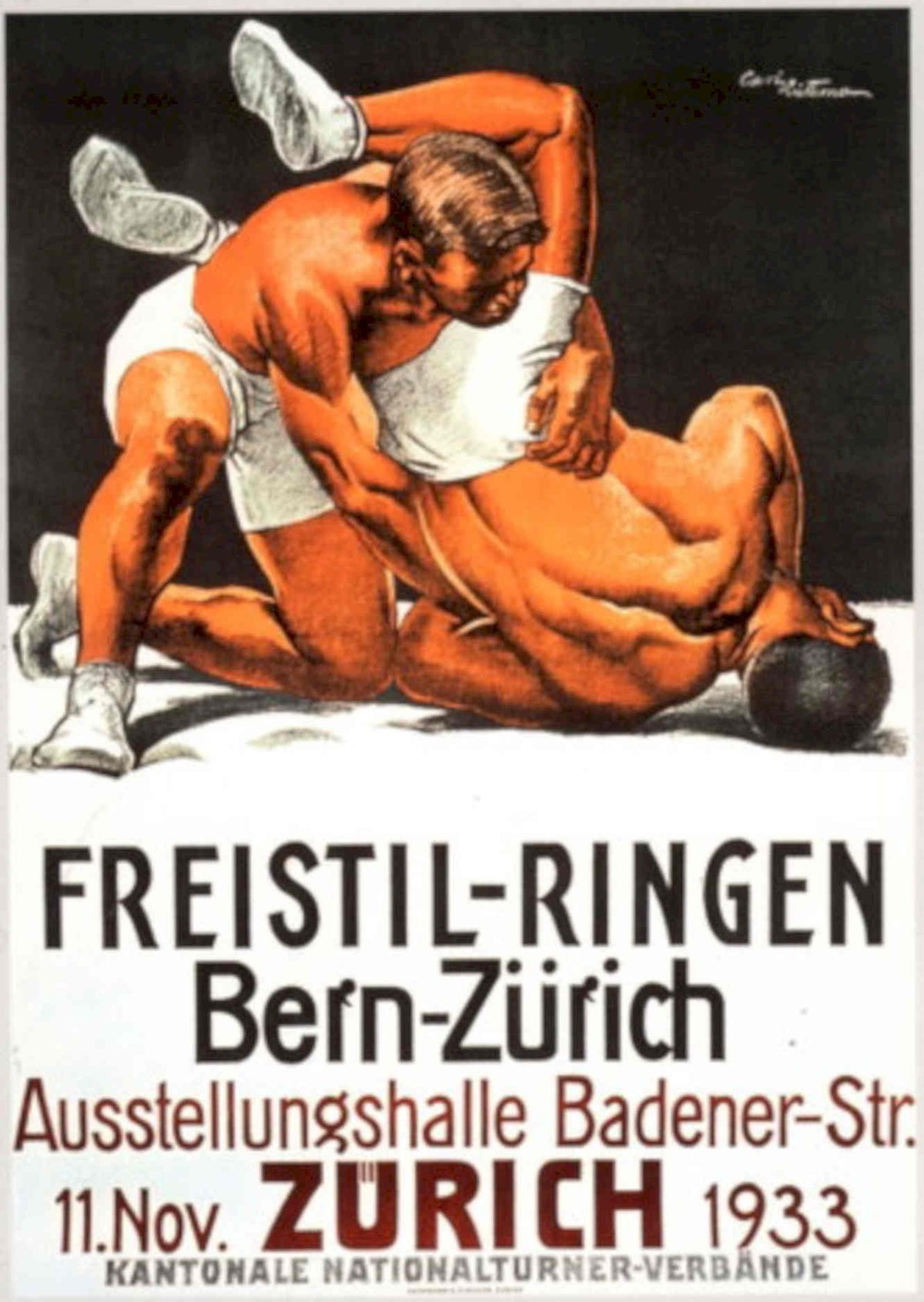 Vintage Wrestling Poster 1930s Vintage Retro Advert Poster