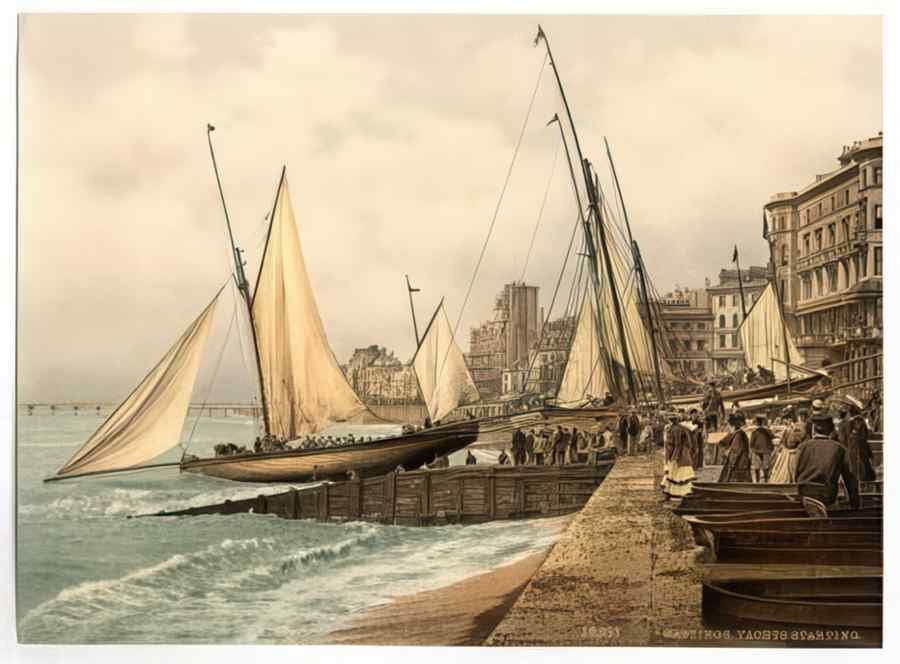 Vintage Yachts Starting Hastings England A4 Photo Print