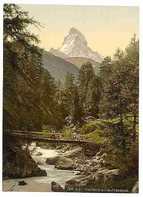 Vintage Zermatt Vispach Bridge Valais Alps of A4 Photo Print