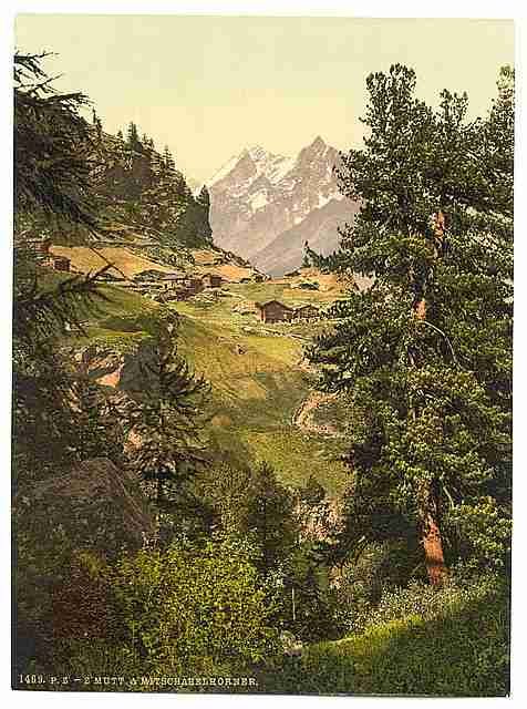 Vintage Zmutt Valley Valais Alps of A4 Photo Print