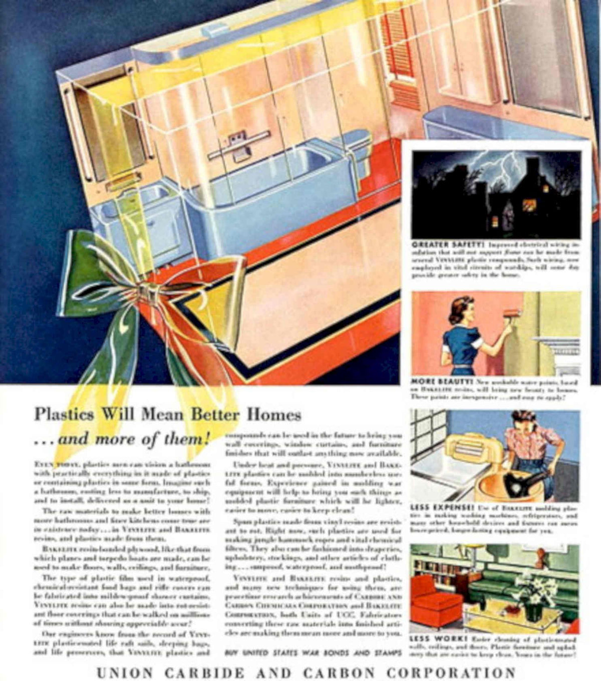 Vinylite Homes Better 1950s Vintage Retro Advert Poster