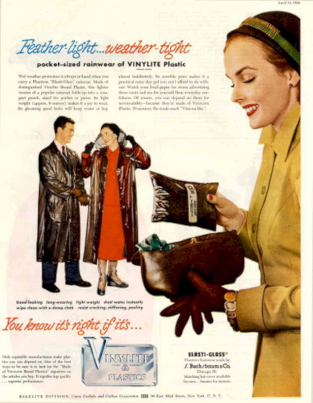 Vinylite Rainwear Models 1950s Vintage Retro Advert Poster
