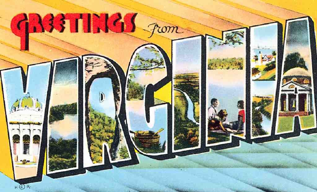 Virginia Luggage Label Vintage A4 Photo Print