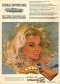 Vitamins Plus Youthfulness 1950s Vintage Retro Advert Poster