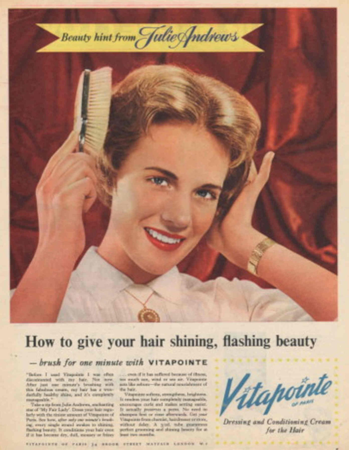 Vitapointe Hair Cream 1950s Vintage Retro Advert Poster