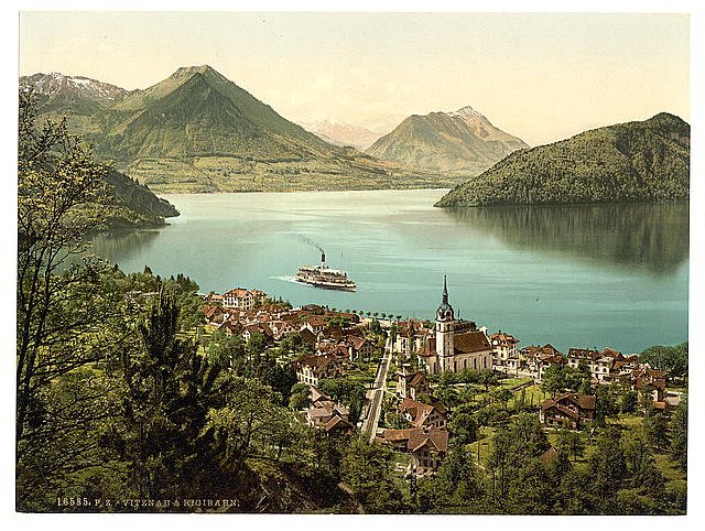 Vitznau and Rigibahn Lake Lucerne Vintage A4 Photo Print