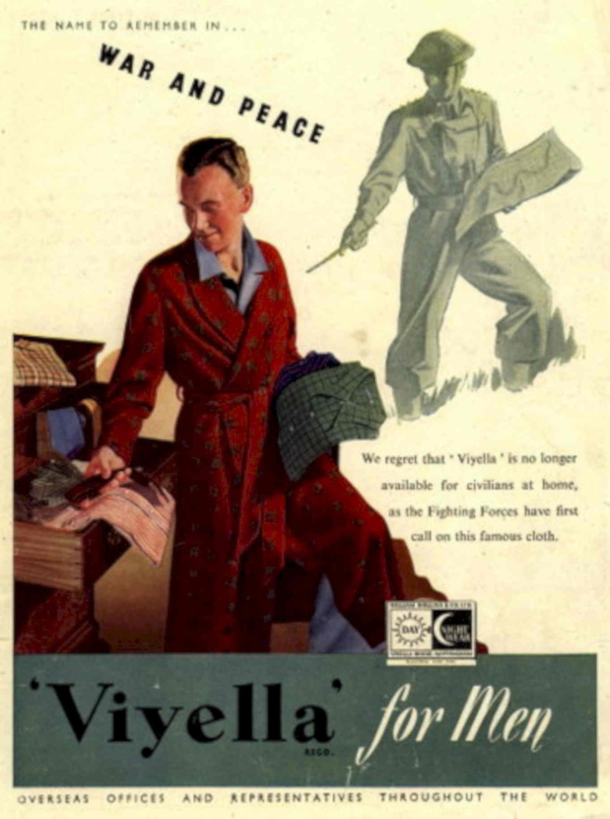 Viyella War Peace 1940s Vintage Retro Advert Poster