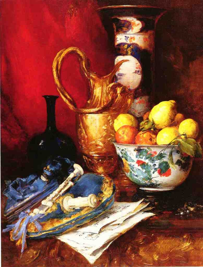 Vollon Antoine A Stiil Life With A Bowl Of Fruit A4 Photo Print