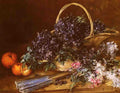 Vollon Antoine A Still Life With A Basket Of Flowers A4 Photo Print