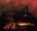 Vollon Antoine A Still Life With A Fish A Bottle And A Wicker Basket A4 Photo Print