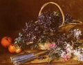 Vollon Antoine Still Life With Basket Of Flowers A4 Photo Print