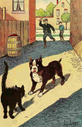 Von Hofsten Hugo Dogs 1908 Cat confrontation A4 Photo Print