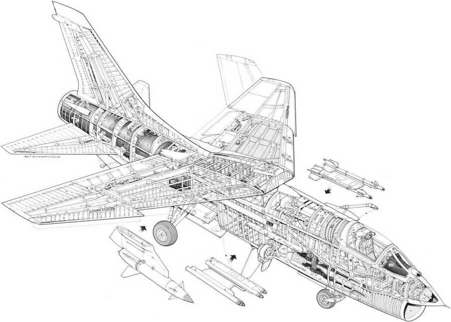 Vought F8 Crusader 1536x1097 cutaway A4 Photo Print