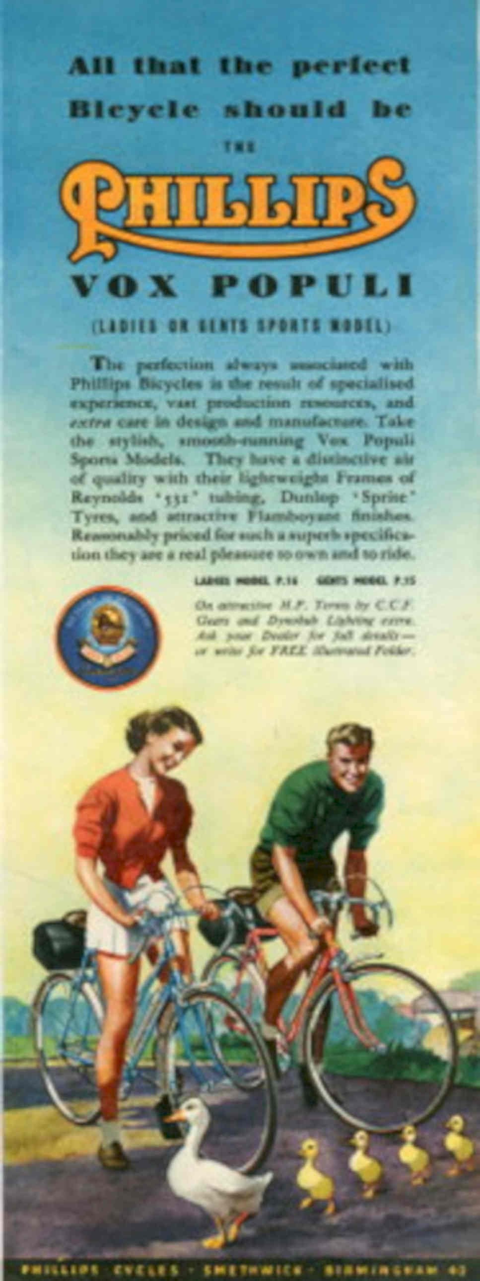 Vox Populi Bicycle 1950s Vintage Retro Advert Poster