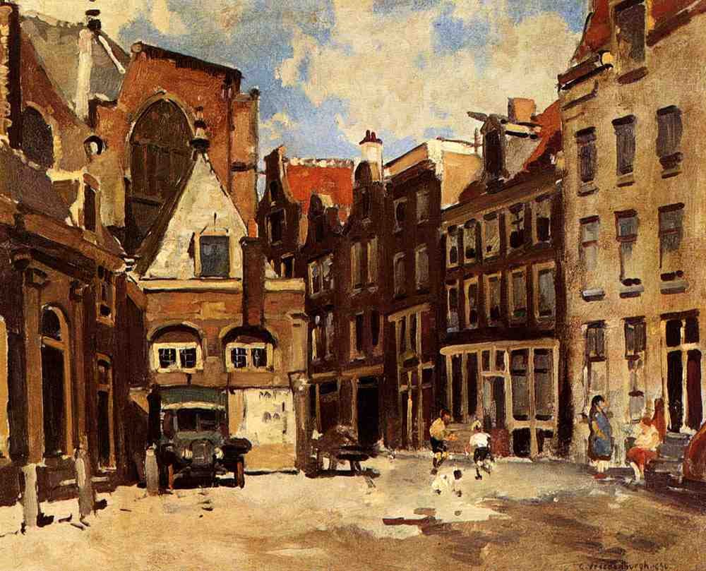 Vreedenburgh Cornelis A Townscene With Children At Play Haarlem A4 Photo Print