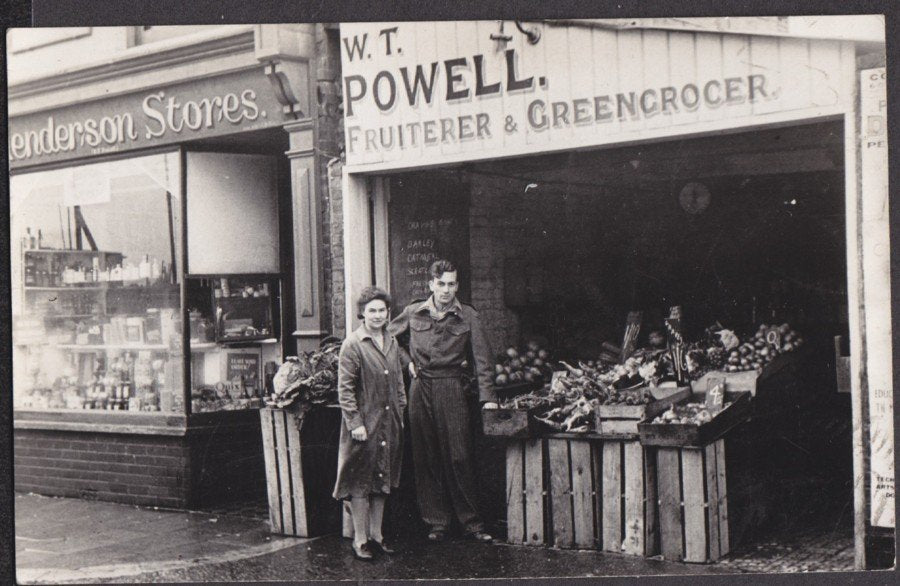 W T Powell Fruiterer Greengrocer Open Shop Front Vintage A4 Photo Print