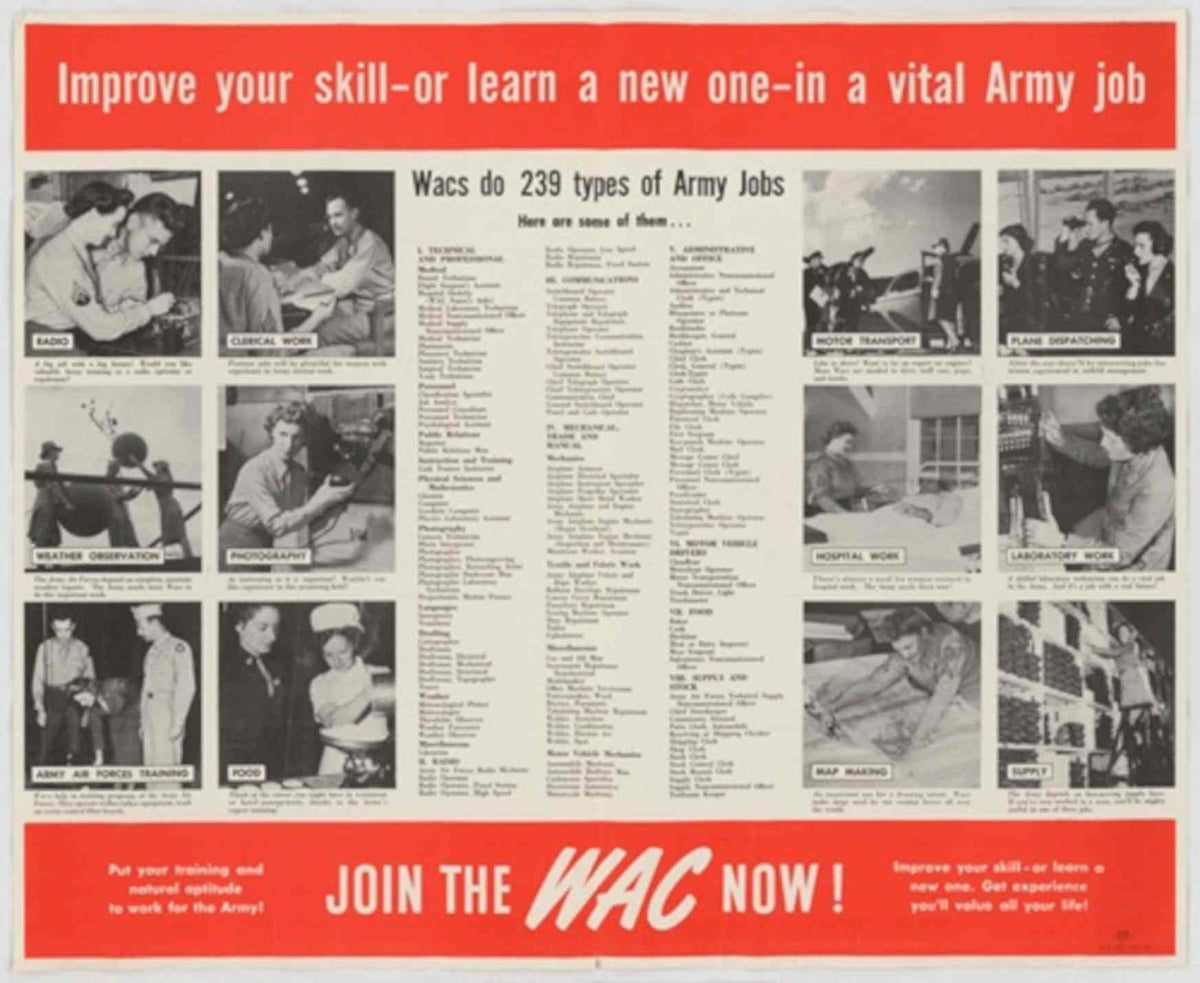 Wac Army Jobs 2 American World War II Advert Poster