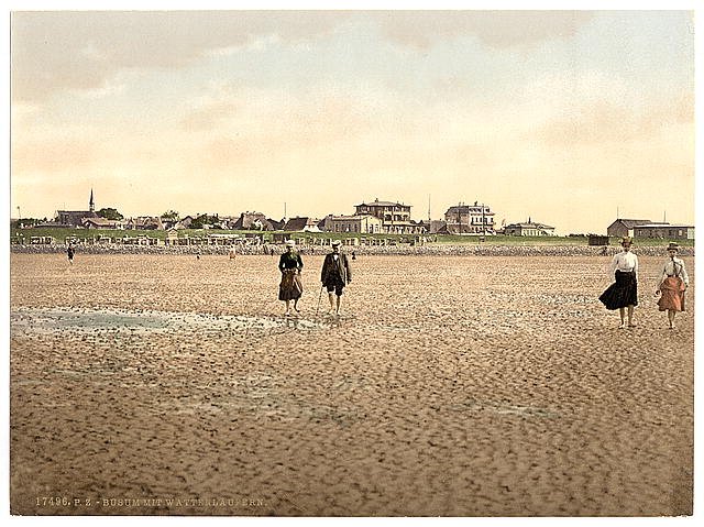Wading on the beach Busum Schleswig Holstein Vintage A4 Photo Print