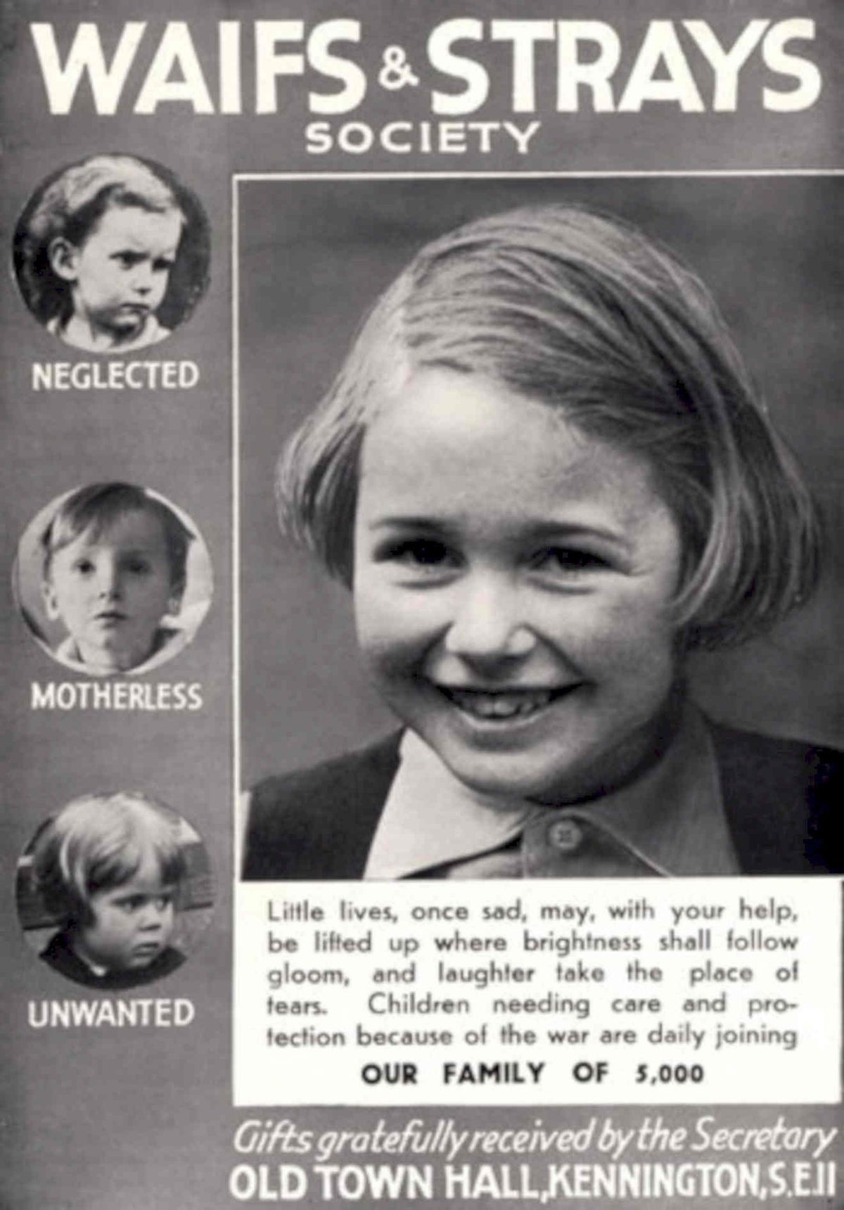 Waifs Strays Children 1940s Vintage Retro Advert Poster