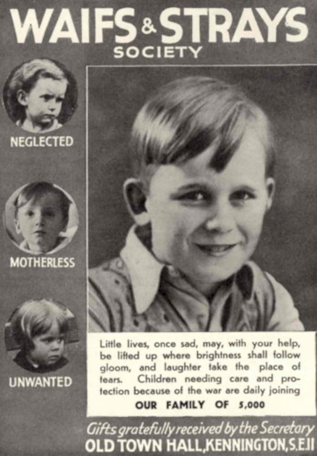 Waifs Strays Society 1940s Vintage Retro Advert Poster