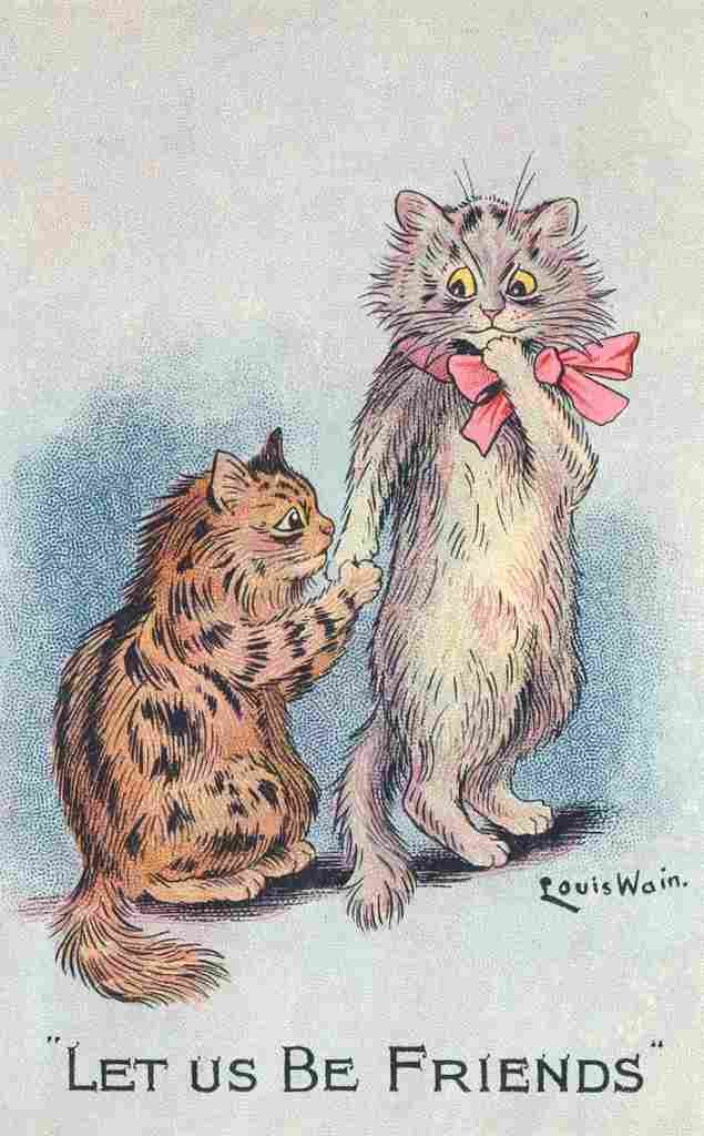 Wain Louis 1860 1939 Postcard Let us be friends cats A4 Photo Print