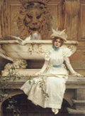 Waiting by the Fountain A4 Photo Print