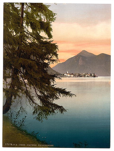Walchensee general view Upper Bavaria Vintage A4 Photo Print