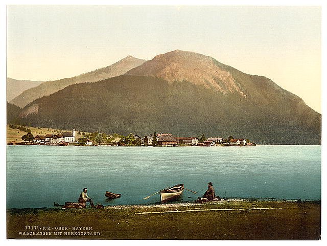 Walchensee with Herzogstand Upper Bavaria Vintage A4 Photo Print
